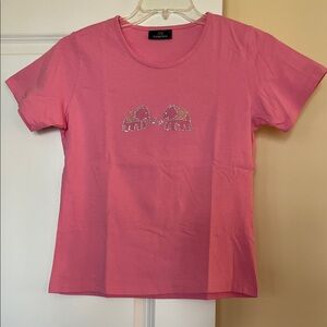 Pink Short Sleeve Tee with Glitter Elephant Design